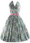 Vintage 1950s Pink and Blue Floral Rosebud Dress - New!