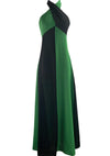 Vintage 1970s Green and Black Colour Block Maxi Dress- New!