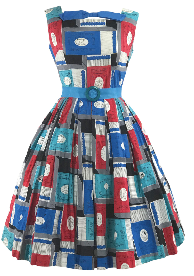 Late 1950s Matchbox Novelty Print Dress - New!
