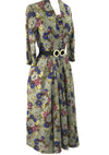 Vintage 1940s Floral Bouquet Crepe Draped Dress - New!