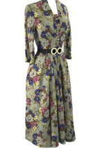 Vintage 1940s Floral Bouquet Crepe Draped Dress - New!