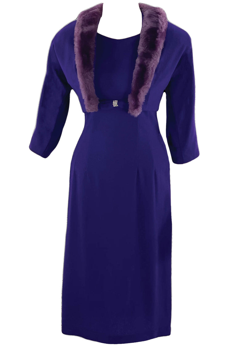 Vintage 1950s Purple Wool Dress Ensemble- New! (ON HOLD)
