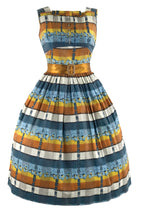 Vintage 1950s Striped Floral Cotton Dress- New!
