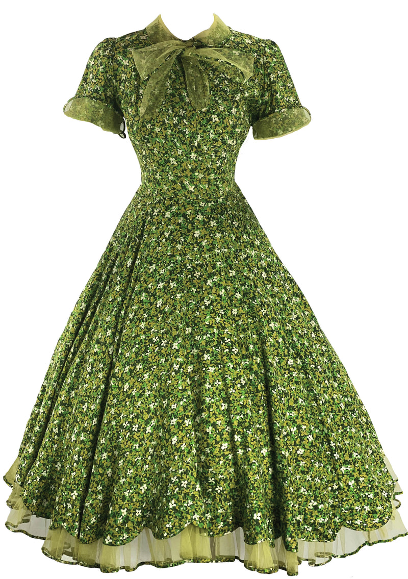 Spectacular Early 1950s Green Daisy Print Dress- New! Coutura Vintage Spectacular Early 1950s Green Daisy Print Dress- New! Coutura Vintage