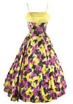 1950s Rose Pink and Yellow Abstract Floral Cocktail Dress- New!