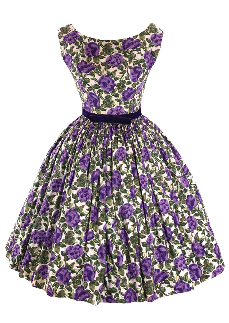 1950s Purple Floral Cotton Dress - New!