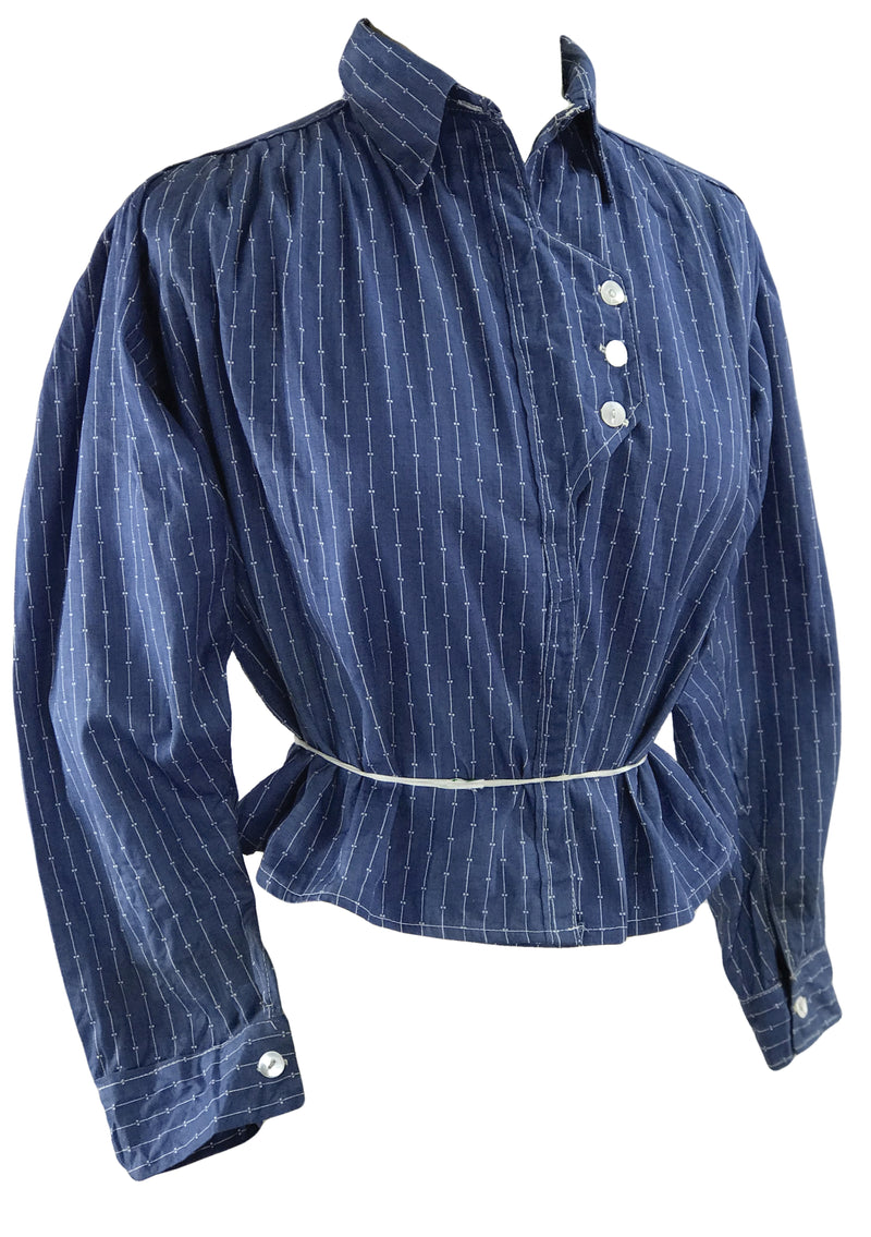 Antique 1900 - 1910 Blue Cotton Drill Shirt - New!