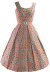 Vintage 1950s Pink Floral Cotton Dress Ensemble- New!