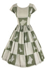 1950s English Designer Alice Edwards Novelty Print Dress- New!