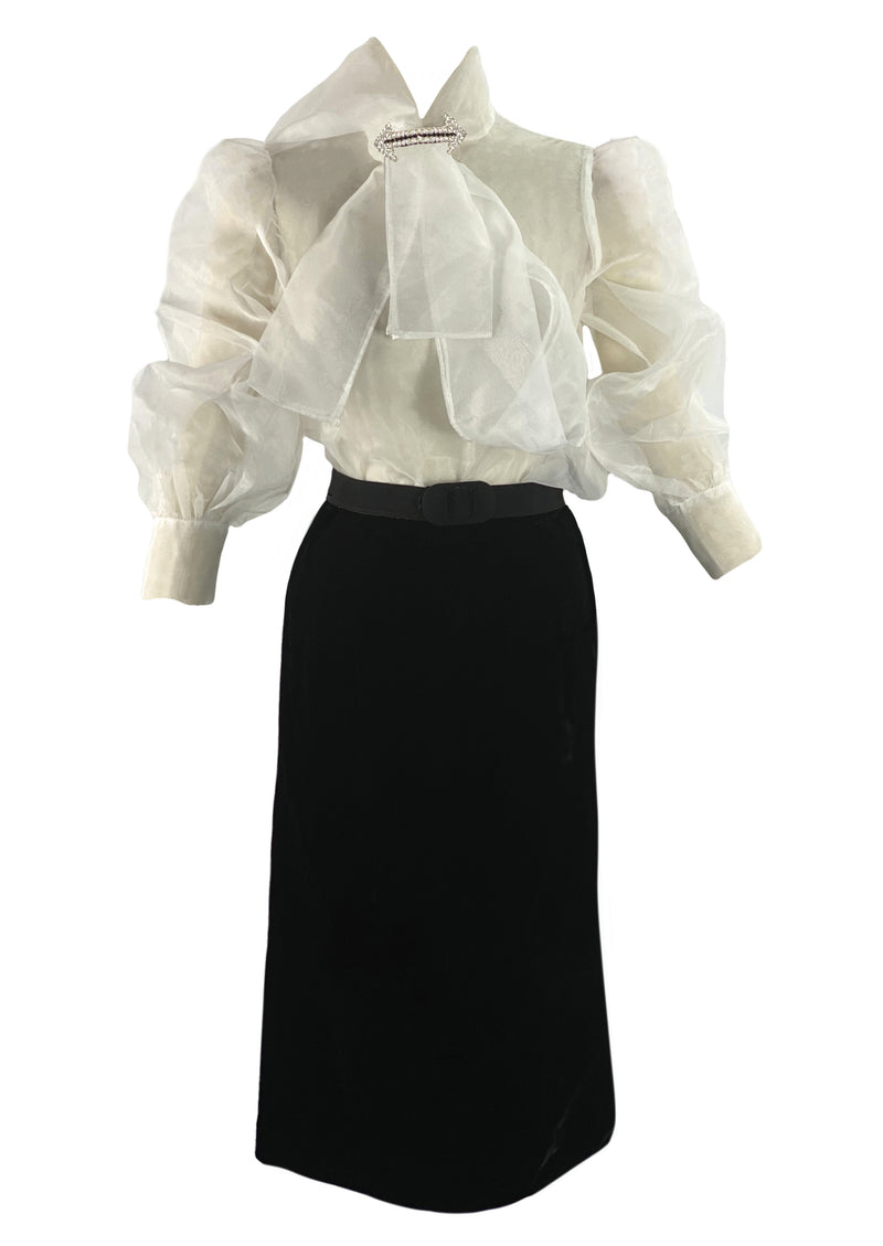 Vintage Late 1950s Black Velvet Straight Skirt- New!