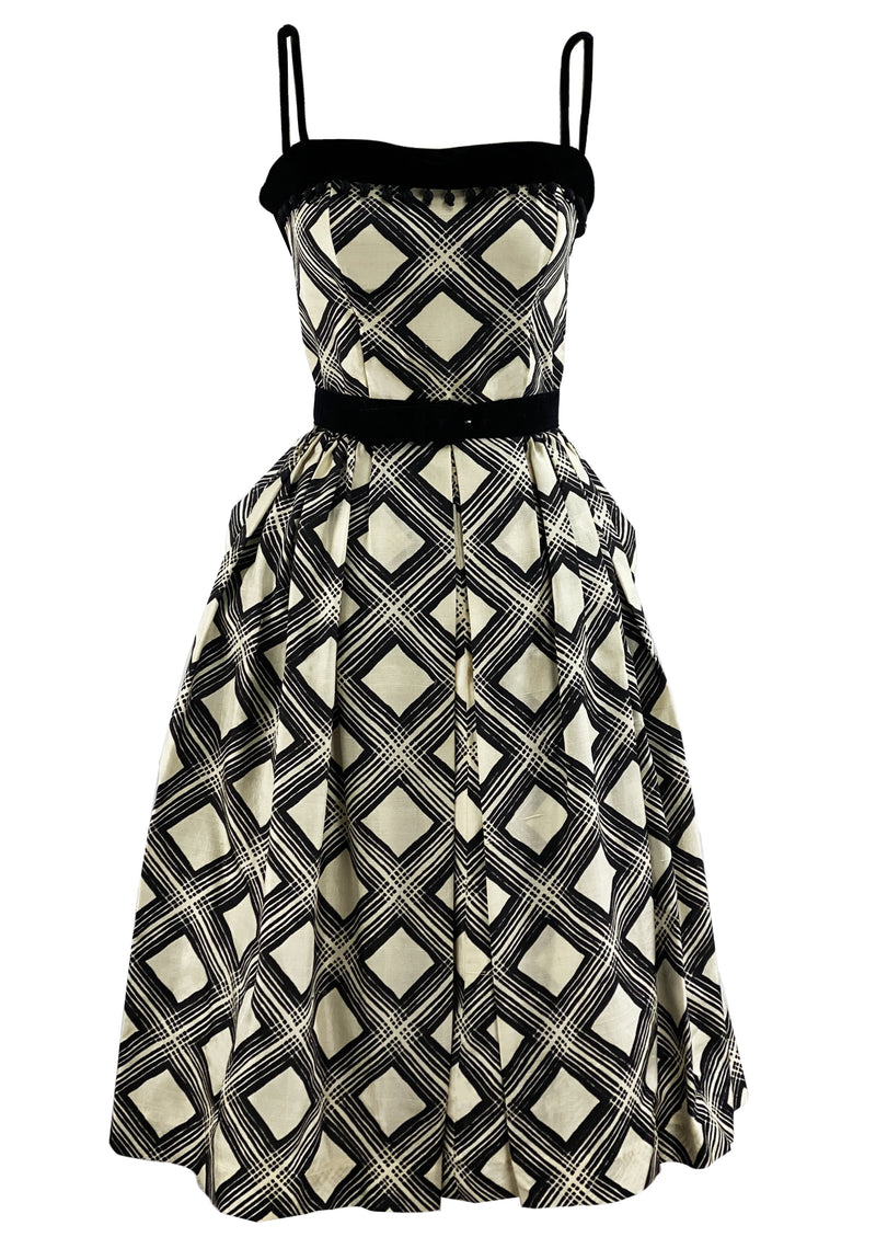 Late 1950s to Early 1960s Diamond Print Silk Dress - NEW!