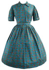 Late 1950s Early 1960s Blue Foulard Print Dress- New!