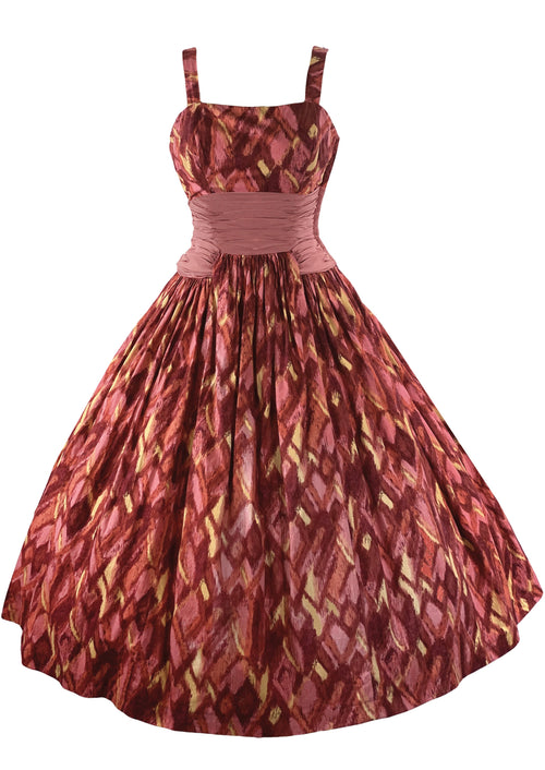 Vintage 1950s Mid Century Atomic Print Cotton Dress- New!
