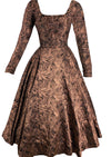 1950s Feather Print Black & Bronze Jacquard Dress- New! (ON HOLD)