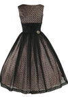 Vintage 1950s Black Flocked Chiffon Glitter Party Dress - New!