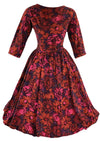 Vintage Late 1950s Early 1960s Magenta & Purple Floral Dress- New!