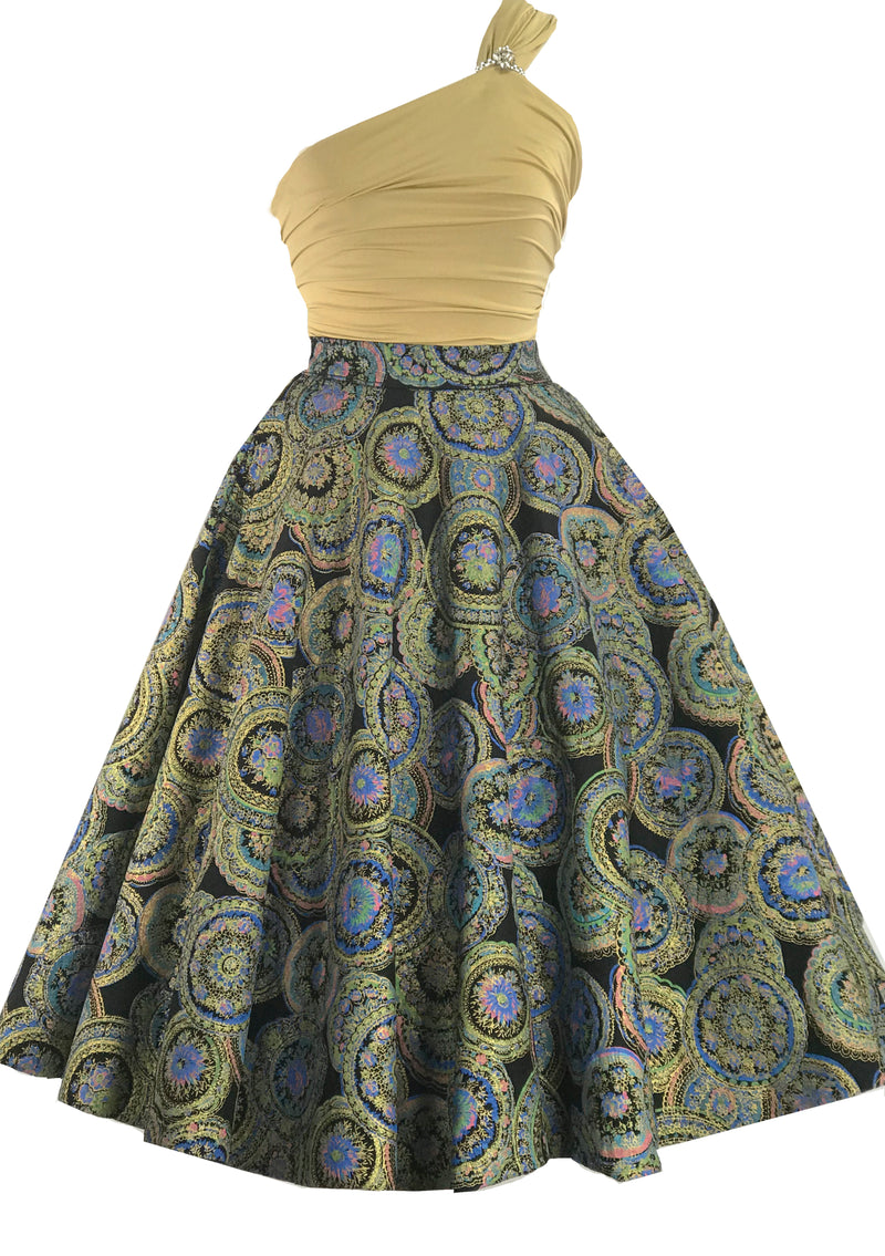 1950s Hand Painted Medallion Print Felt Skirt  - New! (On Hold)