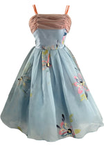 Late 1950s Early 1960s Hand Painted Party Dress Ensemble- New!