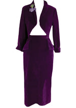 Sensational Figure Hugging 1950s Plum Velvet Suit - New!