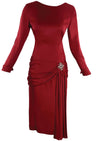 Early 1960s Claret Red Rayon Draped Designer Dress- New! (ON HOLD)