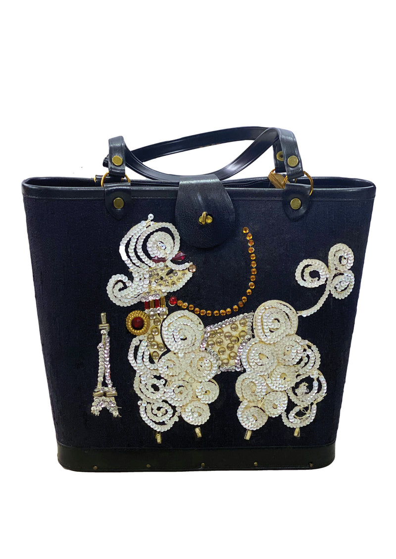 Early 1960s Poodle Bucket Bag with Sequins - New! (RESERVED FOR Jacquie)