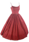Late 1950s Garnet Coloured Dotted Swiss Fabric Dress- NEW!
