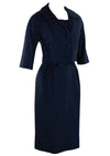 1950s Designer Navy Blue Silk Ensemble - New!