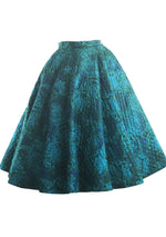 Vintage 1950s Turquoise and Blue Quilted Skirt- New!
