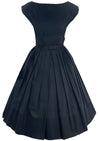 1950s Inky Black Cotton Dress- New!