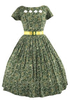 Vintage 1950s Green Floral Scrollwork Cotton Dress - New!
