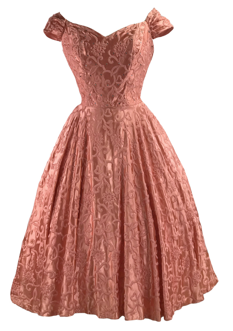 Striking 1950s Silk Satin Ceil Chapman Designer Dress- New!