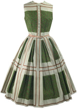 1950s Paisley Colour Block Cotton Designer Dress - New!