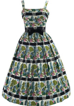 Vintage 1950s Bucolic Novelty Print Cotton Dress- New!