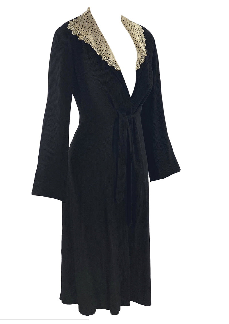 Vintage 1930s Black Rayon BlendOverdress- New!