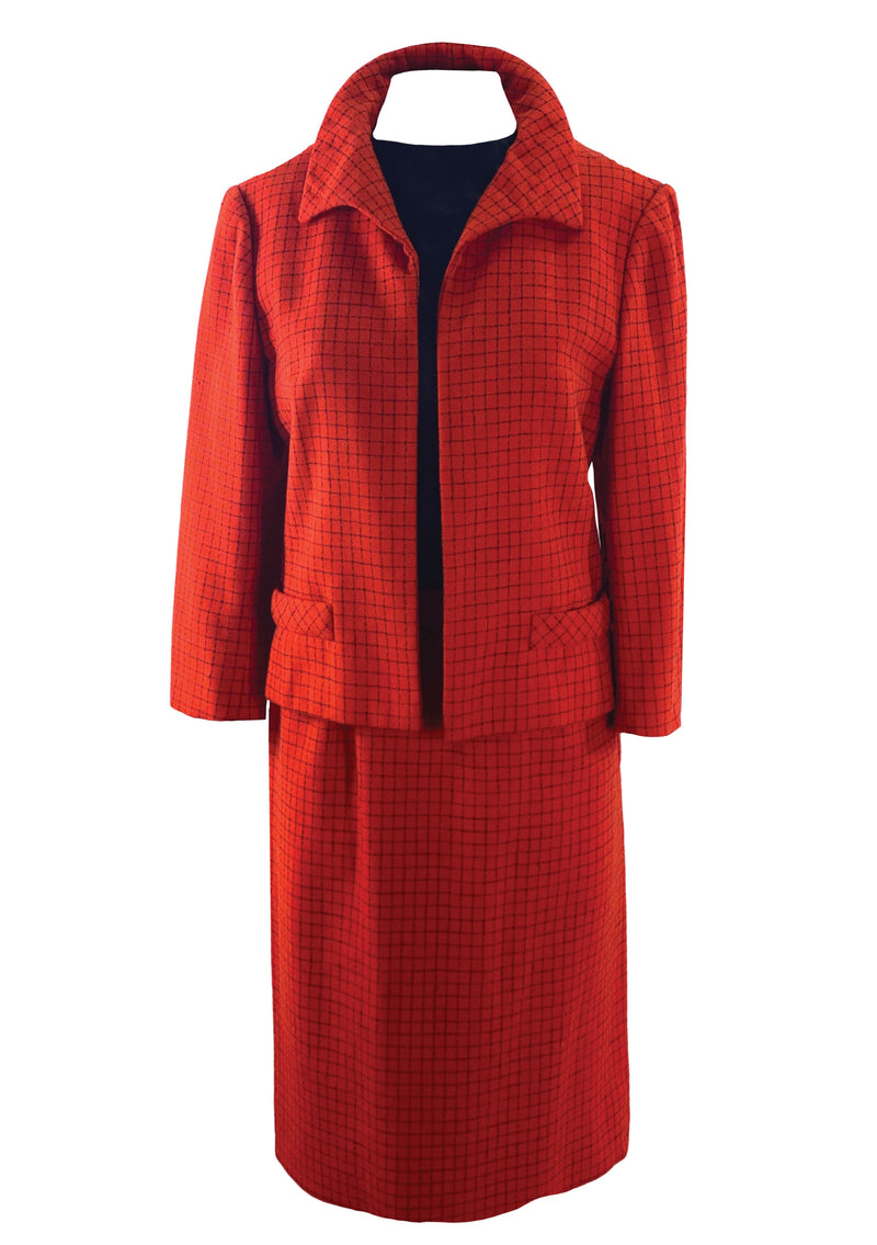 Early 1960s Designer Adele Simpson Red Plaid Suit- New!
