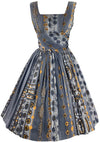 Late 1950s Orange and Grey Abstract Cotton Dress- New!