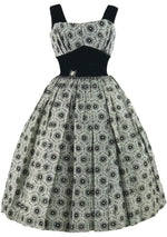 Vintage 1950s B&W Glitter Flocked Cocktail Dress- New!