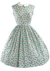 Vintage 1950s Pink and Blue Roses Floral Cotton Dress - New! (ON HOLD)