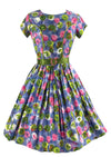 Early 1960s Impressionist Print Floral Cotton Dress - NEW!