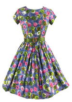 Early 1960s Impressionist Print Floral Cotton Dress - NEW!