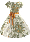 Glorious 1950s Golden Rose Spray Cotton Dress - New!