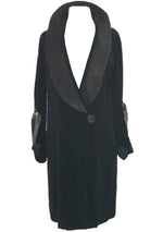 1920s Black Velveteen and Satin Flapper Coat - New!