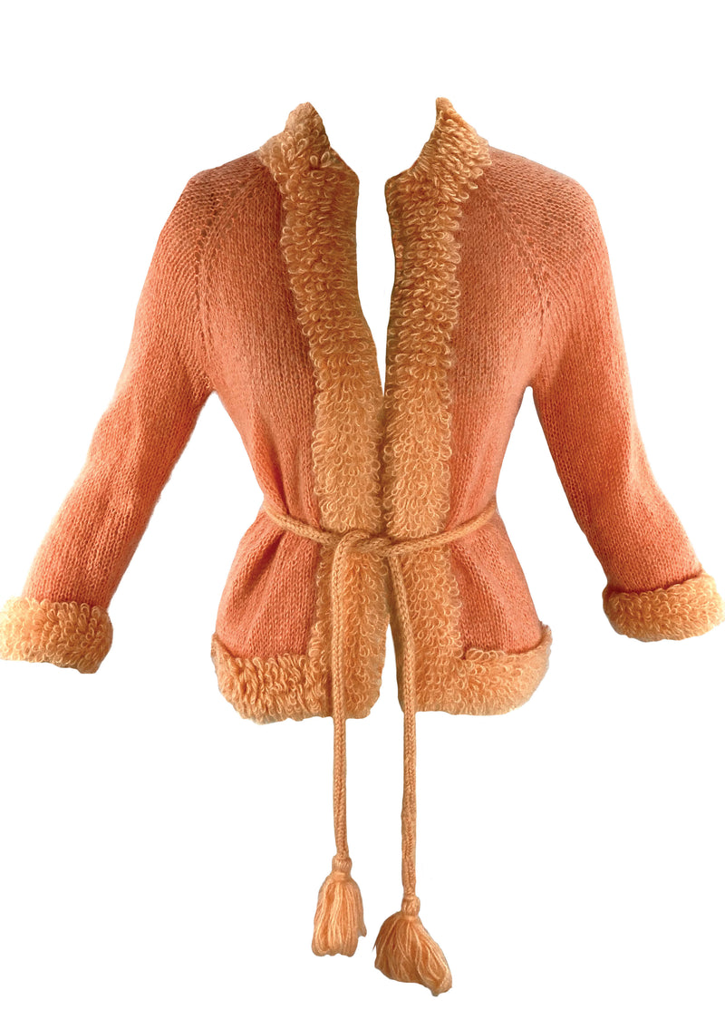 Vintage 1960s Tangerine Mohair Cardigan - New!