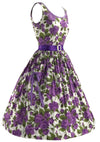 Striking 1950s Purple Roses Cotton Dress- New!