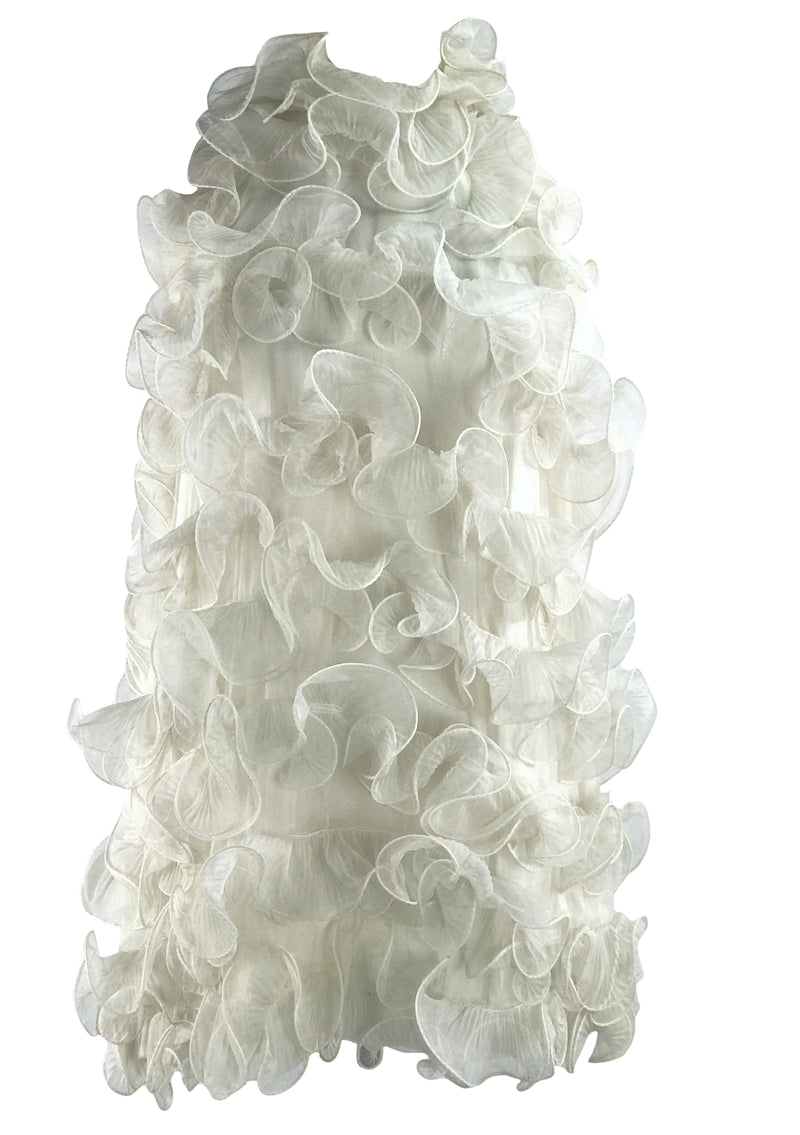 Vintage 1960s Ivory Organza Ruffle Dress- New! (ON HOLD)