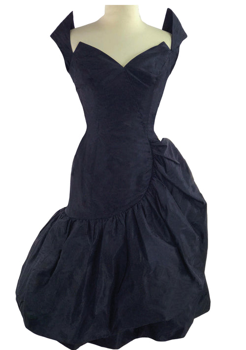 Vintage 1950s Black Draped Couture Cocktail Dress - New!