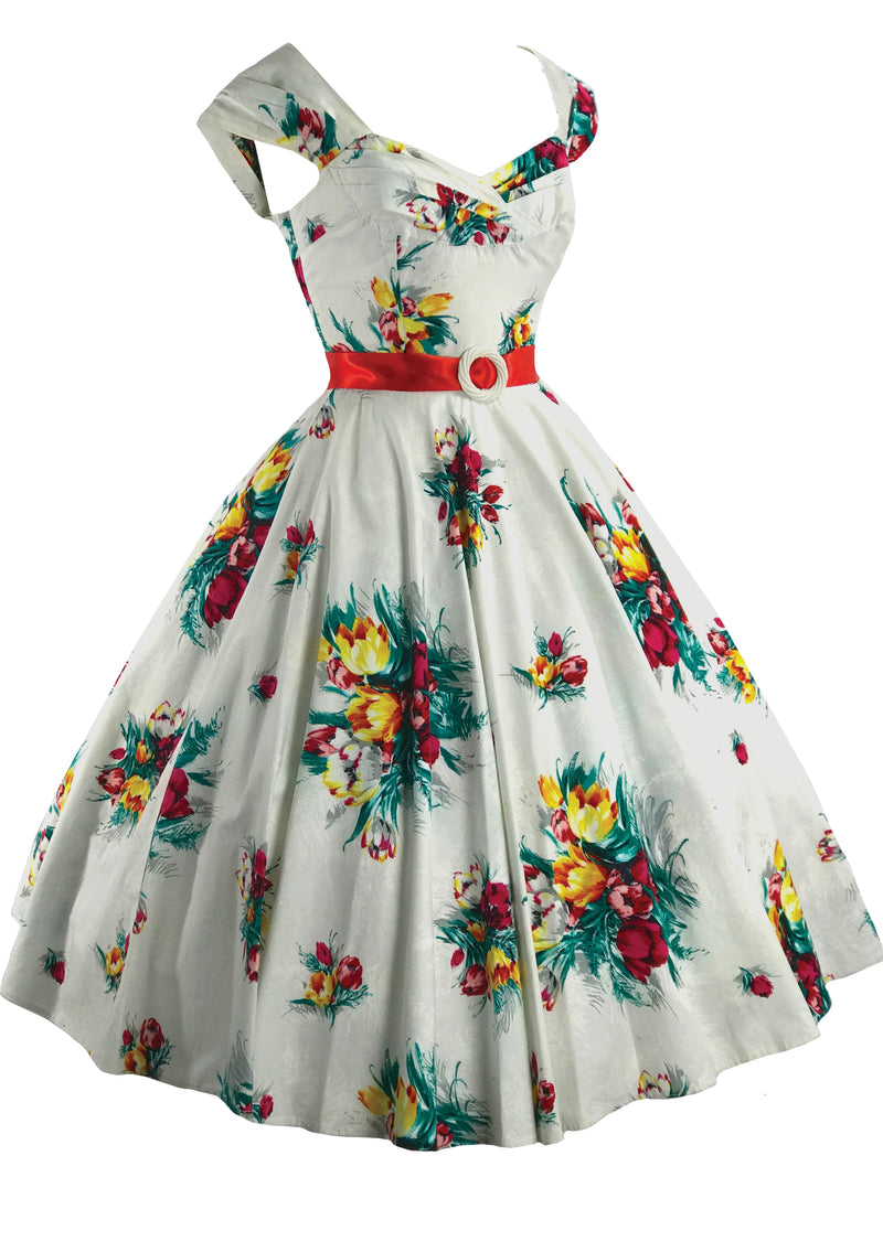 Vintage 1950s Tulip Print Dress & Bolero- New! (RESERVED)