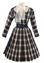 Late 1950s to Early 1960s Brown Plaid Cotton Dress- New!