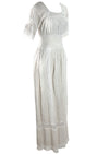 1970s Young Edwardian Look White Cotton Maxi Dress- New!
