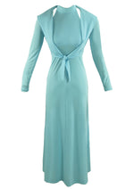 Vintage 1970s Blue Hooded Maxi Dress Ensemble - NEW!